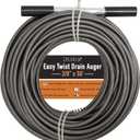 Drainx Easy Twist Drain Auger | Flexible Plumbing Cables for Cleaning Drainage Clogs Includes Storage Bag and Protective Gloves, 3/8" Diameter, 50 FT