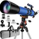 Telescope for Adults High Powered 90mm Aperture 800mm,Refractor Telescopes for Astronomy Beginners with AZ Mount Tripod,Phone Adapter,Carry Bag (80090blue)