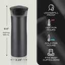 17 oz / 500 ml Travel Coffee Mug, One-Handed Black Insulated Coffee Tumbler with Lid, Leak Proof Stainless Steel Coffee Cup, Reusable Water Bottle for Office, Car, Travel, Hot Coffee and Cold Drinks