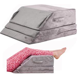Wedge Pillow for Sleeping, Bed Wedge Pillow for After Surgery 3-Height Memory Foam Leg Elevation Pillow for Swelling Back Pain Relief Sciatica Knee Ankle Pain Bed Support Legs L 29", L 24" - 3 Heights