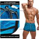 AIMPACT Mens Short Swim Trunks Quick Dry Beach Board Shorts 80s 90s Summer Vintage Swimwear with Lining Swimming Suits (Blue, M)