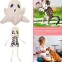 Halloween Cat Toy Set 2-Pack Plush Ghost and Skull Interactive Teething Toys for Indoor Cats Soft Wear-Resistant Playthings to Relieve Anxiety