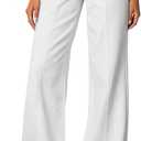 Cicy Bell Womens Wide Leg Jeans High Waisted Baggy Stretchy Front Seam Denim Pants with Pockets, White, 12