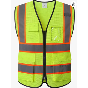 Reflective Mesh Safety Vest for Men Women with 5 Pockets and Zipper Front High Visibility Mesh Vest Hi Vis Construction Work Vest,Meets ANSI/ISEA Standards(EK175-Yellow-L)