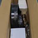 FLOWERCAT 175PCS Black Plastic Plates with Gold Rim & Black and Gold Plates & Gold Plastic Silverware & Black Disposable Plates for Wedding, New Year