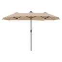 13 ft. Steel Market 8-Color Solar LED Lights Patio Umbrella in Beige