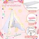 Windyun 4 Pack Kids Teepee Tent for Slumber Party with Mattress and Lights, Sleepover Tents for Girls Boys Indoor Outdoor Cotton Teepee with Airbed Tray Blanket Birthday Party Supplies(White)