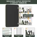 WallByond Bathroom Medicine Cabinet with Mirror, 19x30 Inch Gold Recessed Medicine Cabinet with Round Corner Aluminum Alloy Metal Framed, Single Door Modern MedicineMabinet with Storage