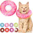 Cat Cone Collar Soft, Adjustable Cat Recovery Collars Spay Cones to Stop Licking, Cute Kittens Donut E Collar After Surgery, Anti-Lick Wound Healing Elizabetan Collars for Kittens (Pink, Small)