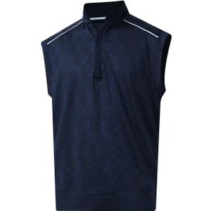 Rouen Mens Vests Outerwear Lightweight Moisture Wicking Midlayer Sleeveless Sports Golf Quarter Zip Pullover Mens Vest (Large, Navy Geo)