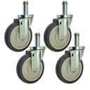 Premium 5" Metro Shelving Brake Casters with Floor Protective Wheels - Set of 3 (No Brake) Black, Red and Blue