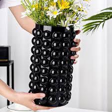 Barcelona Style Clear Glass Flower Vase, Crystal  Tall Vase for Home & Office Decor, Decorative Floral(16x17cm(6x7inch))