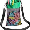 Mesh Clothespin Bag with Hooks Hanging Clothes Pin Bag with Drawstring Closure Clothespin Holder, Ventilation and Moisture Resistance, Storage Organizer, Machine Washable Green