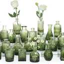 SUPMIND Bud Vase Set of 24, Green Bud Vases in Bulk, Small Flower Vases for Centerpieces, Mini Vintage Vase for Rustic Wedding, Home,Table Decoration