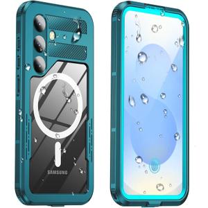 For Samsung Galaxy S25 Waterproof Case, [Fit for Magsafe] [Built-in Screen Protector] [Military Shockproof], IP68 Water Proof Rugged Heavy Duty Magnetic Case for S 25 6.2", Teal