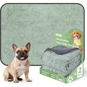 LOOBANI Washable Pee Pads for Dogs: 2 Pack Super Absorbent Reusable Puppy Pads, Leakproof and Waterproof Dog Training Pads Whelping Pads for Potty, Floor, Crate, Couch Bed and Travel, 31"x36"