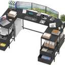 YOSHOOT 67" U Shaped Computer Desk, Reversible L Shaped Gaming Desk, 35.4"D x 66.9"W x 30.3"H