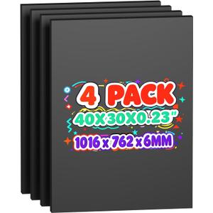 4 Pack Foam Board 30"x40", 0.23 Inch Thickness Black Poster Board, Double-Sided Acid-Free Foam Core Board, Large Lightweight Polystyrene Mat Board for Painting, Display, Craft & School Projects