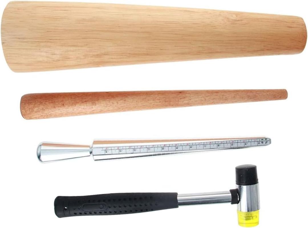 Utoolmart Metal Ring Sizer Mandrel Bracelet Stick Gauge Measuring Jewelry Tool Hammer Set Jewelry Tool