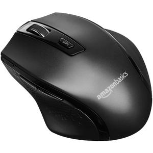 Amazon Basics Ergonomic Wireless Mouse, DPI Adjustable, Black, Pack of 20 Units