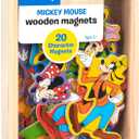 Melissa & Doug Disney Mickey Mouse Wooden Character Magnets (20 pcs) Toys for Disney Fans, Mickey Mouse Fridge Magnets, Pretend Play & Toddler Toys for Kids Ages 2+