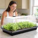 1020 Trays with Tall 7.3'' Dome, 10-Pack Extra Large Seed Starter Tray with Humidity Domes, Heavy Duty 1020 Seed Trays and Flats with Lid, Seed Germination Mini Greenhouse No Hole for Balcony Garden