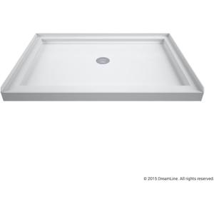 DreamLine SlimLine 32 in. D x 48 in. W x 2 3/4 in. H Center Drain Single Threshold Shower Base in White, DLT-1132480