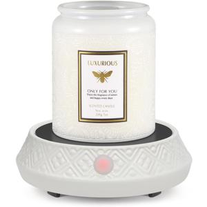 Candle Warmer with Timer Coffee Mug Heat Auto Off Function for Bedroom Study Living Room Kitchen Office White Ceramic Electric Wax Melt Warmer Fits Yankee Jar Scented Candle Safe Release of Scent