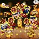 Amyhill 42 Pcs Graduation Decorations Class of 2025 Red and Gold Graduation Table Centerpieces Sticks Table Toppers with Lights for College High School Congrats Grad Party Supplies