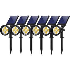 Nekteck Solar Lights, 2-in-1 Solar Spot Lights Outdoor, Waterproof Solar Powered Landscape Spotlights, Bright and Dark Sensing, Auto On/Off for Yard, Pathway, Garden, Driveway (6 Pack, Warm White)