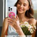 JOYROOM Magnetic Phone Grip, Silicone Finger Loop Grip [Portable Phone Stand] Phone Grip for Magsafe, for iPhone 17/16/15/14/13/12 Series, Rose Red