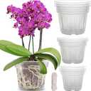 REMIAWY Orchid Pot, 9 Pack Orchid Pots with Holes, 3 Each of 4.8, 5.7 and 6.4 Inch Clear Flower Planter for Repotting, Plastic Slotted Nursery Planters Indoor Outdoor