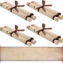4 Pack Blank Paper Scrolls Scroll Paper Wrapped on Wood Rod for Writing, Drawing, Calligraphy, Wedding Vows, Invitation, Renaissance Festival, 9 x 33.5 Inches