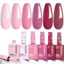 beetles Gel Polish Romantic Blush - Pink Gel Nail Polish Set Hema Free 6 Colors Nude Baby Pink Gel Polish Kit Soak Off Uv LED Nail Lamp 15ml DIY Home Salon Gift for Women Back to School Nails