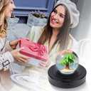 7 Led Rotating Display Stand, Round Spinning Display Stand with Colored Lights 360 Degree Rotating Display Base Stand with 4 Revolving & 8 Light Modes (Black)