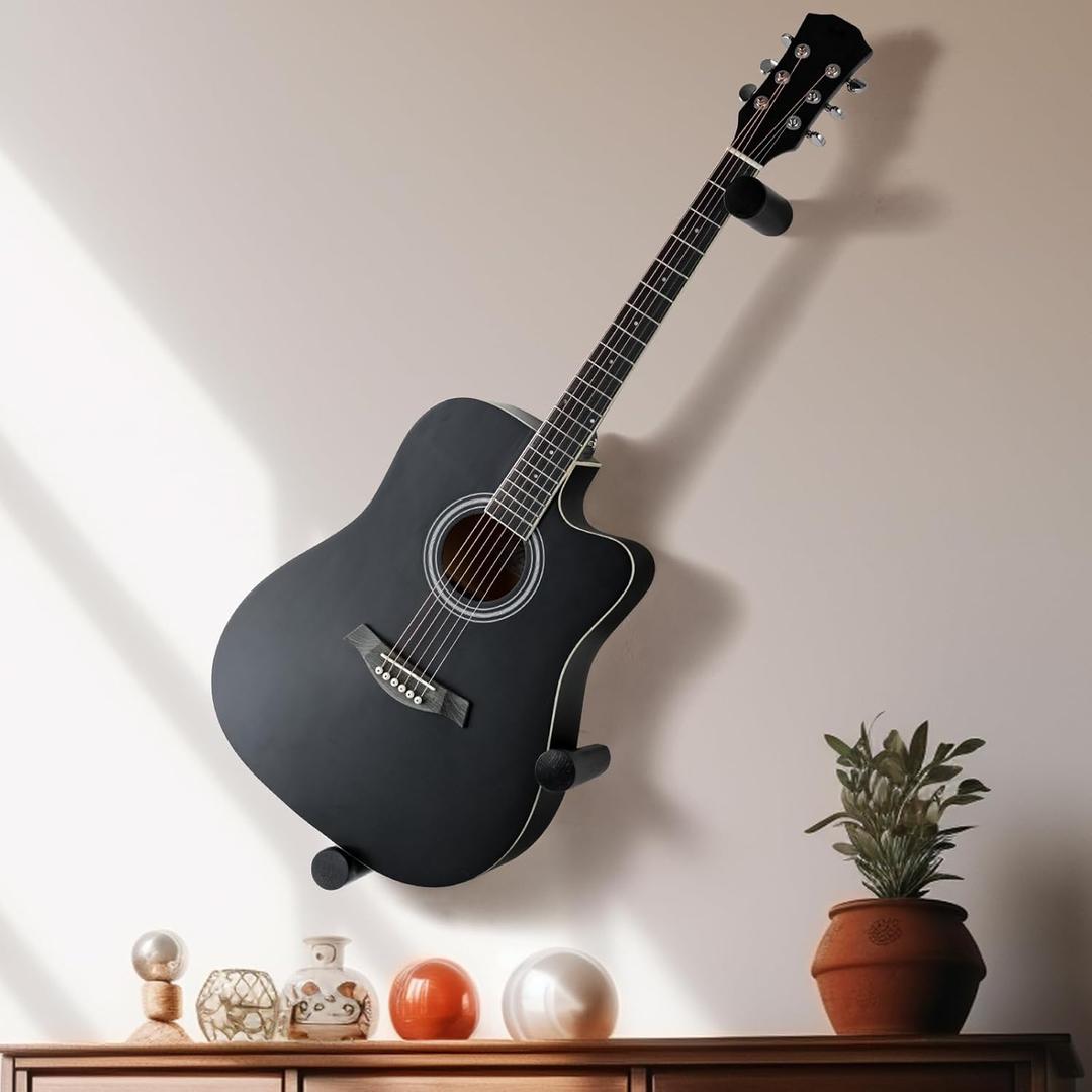 Acoustic Horizontal Guitar Hangers for Wall Wooden Wall Mount (Black)