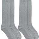 Jefferies Socks Girl's Rayon Derived From Bamboo School Uniform Ribbed Knee High Socks 2 Pair Pack, Grey, Small