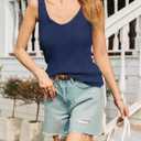 Tankaneo Womens V Neck Tank Tops 2026 Sleeveless Ribbed Knit Shirts Summer Casual Sexy Sweater Vest (M)