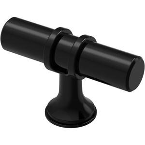 Alzassbg 10 Pack Matt Black Cabinet Knobs, 2 Inch(50mm) Cabinet Hardware T Bar Knobs for Cupboard and Drawers AL6097MB (Single Hole Knobs)