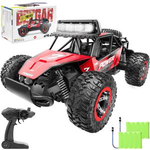 BEZGAR TB141 RC Cars-1:14 Scale Remote Control Car, 2WD High Speed 20 Km/h All Terrains Electric Toy Off Road RC Car Vehicle Truck Crawler with Two Rechargeable Batteries for Boys Kids and Adults (Red)