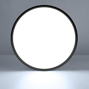 LightingWill 15.7 Inch Black Flush Mount LED Ceiling Light Fixture 32W, 6000K Daylight White, 3800LM, Flat Modern Round Closet Lighting Fixtures, Low Profile Ceiling Lamp for Bedrooms, Hallway .etc.