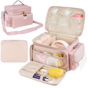 Breast Pump Bag Compatible with Spectra S1 and S2, Breast Pumping Travel Storage Bag with Waterproof Mat for Pumping Essentials and Accessories, Pink
