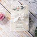 5.12x7.28 Inch 50PCS Blank White Wedding Invitations Kit Laser Cut Hollow Lace Pocket and Bowknot Quinceanera Invitation Cards with Envelopes for Wedding Birthday Invite