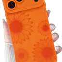 for iPhone 17 Pro Max Case Orange Flowers Floral Print | Shockproof Soft Silicone TPU Protective Cover for Girls Women, Fashion Design with Camera Protection, Wireless Charging