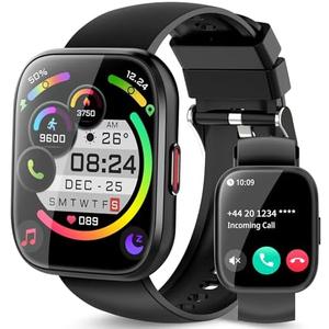 aycy Smart Watch for Men Women Bluetooth Call, 1.85" HD Touch Screen Fitness Watch with Sleep Heart Rate Monitor, 112+ Sports Modes, IP68 Waterproof Activity Trackers for Android iOS, Black