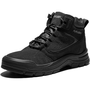 Furuian Steel Toe Boots for Men Women Comfortable Lightweight Work Boots for Men Slip Resistant High Top Steel Toe Safety Shoes Puncture Proof Indestructible Construction Shoes (Black, Size 10)