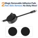 AGVEE 0.3ft Fixed / 2.3ft Extend USB-C to C Charger Cable Mountable One Way Retractable 60W Fast Charging Cord, Pocket-Sized for iPhone 16 15, Samsung, Android, Desk Organizer, Black