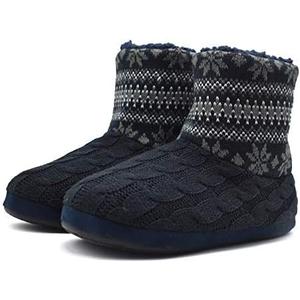 GPOS Knit Rock Wool Warm Men Indoor Pull on Cozy Memory Foam Slipper Boots Soft Rubber Sole Size 6