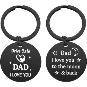 2 x Lcbulu Father's Day Present for Dad from Daughter Son - Drive Safe Dad Keychain Gifts for Birthday Valentine's Day Christmas