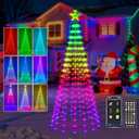 Holaurora 7FT Lighted Outdoor Christmas Tree, 295 LED Smart Cone Tree, Music Sync RGB Fairy Lights, LED Light Show, APP and Remote Control, Timer Function, Perfect for Outdoor Christmas Decorations